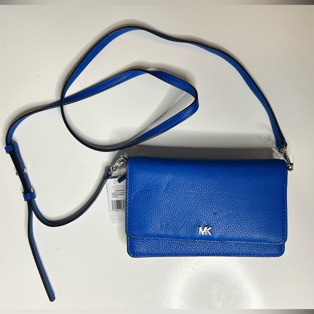 NWT Michael Kors Phone Crossbody Leather Purse in Grecian Blue